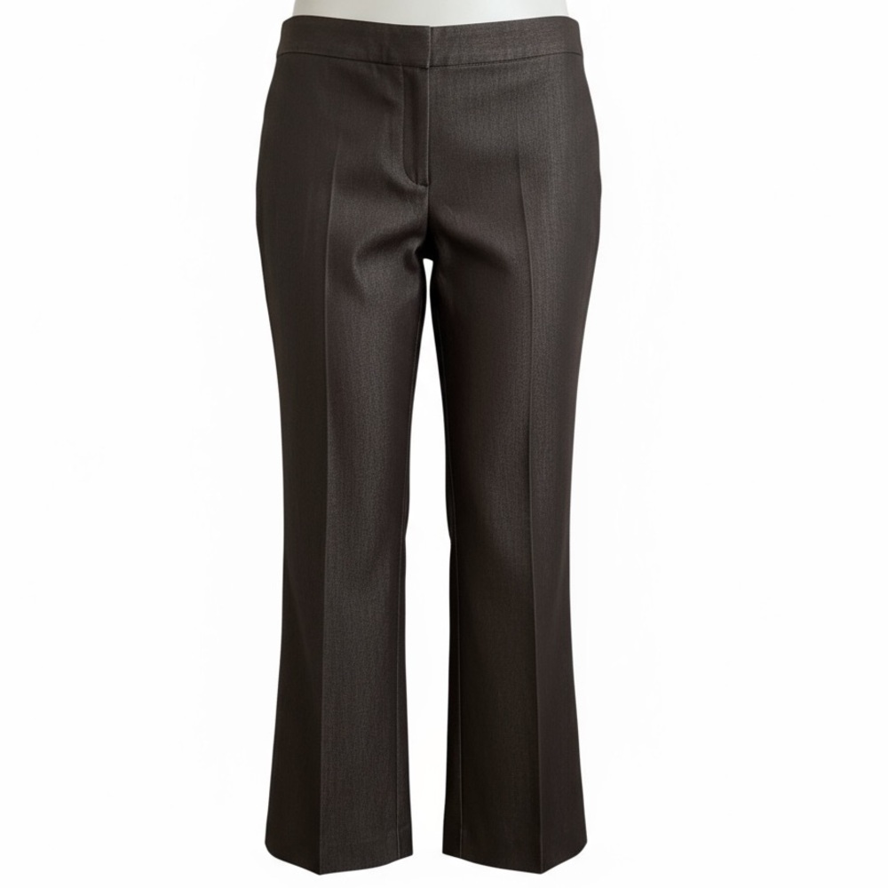 Tahari Dark Brown Cotton Blend Trousers Size 14
